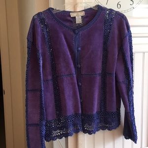 Purple shirt jacket size petite med leather